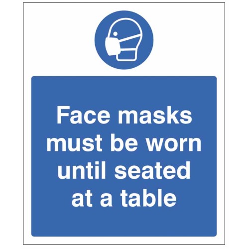 Face Masks must be Worn until Seated