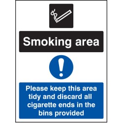 Smoking Area - Keep Area Tidy and Discard All Ends in Bins