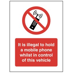 It is Illegal to hold a Mobile Phone Whilst in Control of this Vehicle