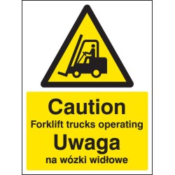 Caution - Forklift Trucks Operating (English / Polish)