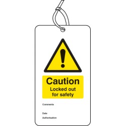 Lockout Tag - Caution - Locked Out for Safety (Pack of 10)