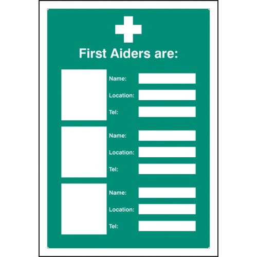 First Aiders Are (Space for 3) - Adapt-a-Sign