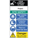 Hi Vis - Footwear - Hard Hat - Stop, Look, Listen - Multi-Message Site Safety Board