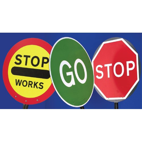 Stop Works Lollipop Sign