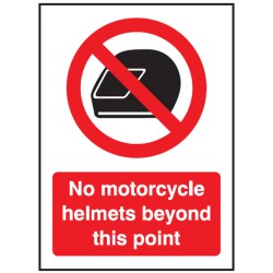 No Motorcycle Helmets Beyond this Point - Window Sticker - 75 x 100mm